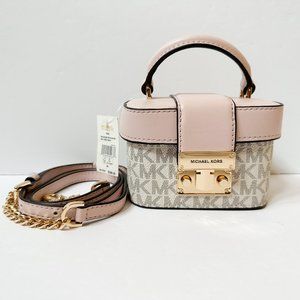 Michael Kors Rose MINI Trunk Crossbody Shoulder Bag MK Vanilla Pink